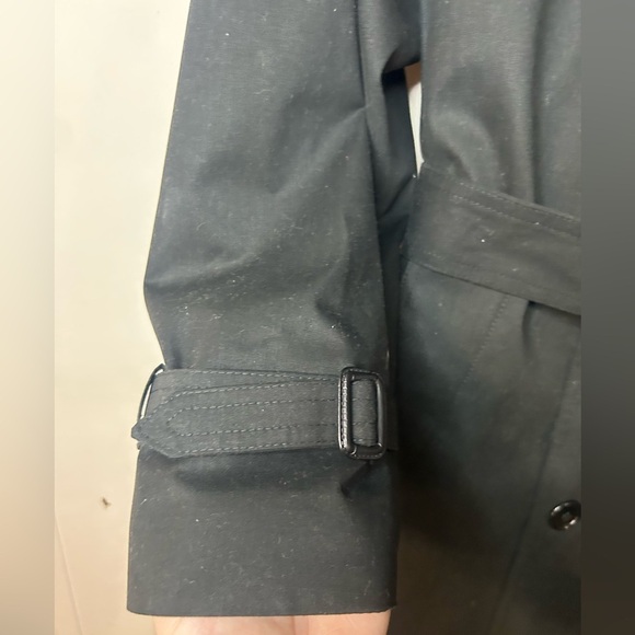 ZARA Basic, size M, long black trench coat, belt, pockets, button up front - Picture 10 of 12